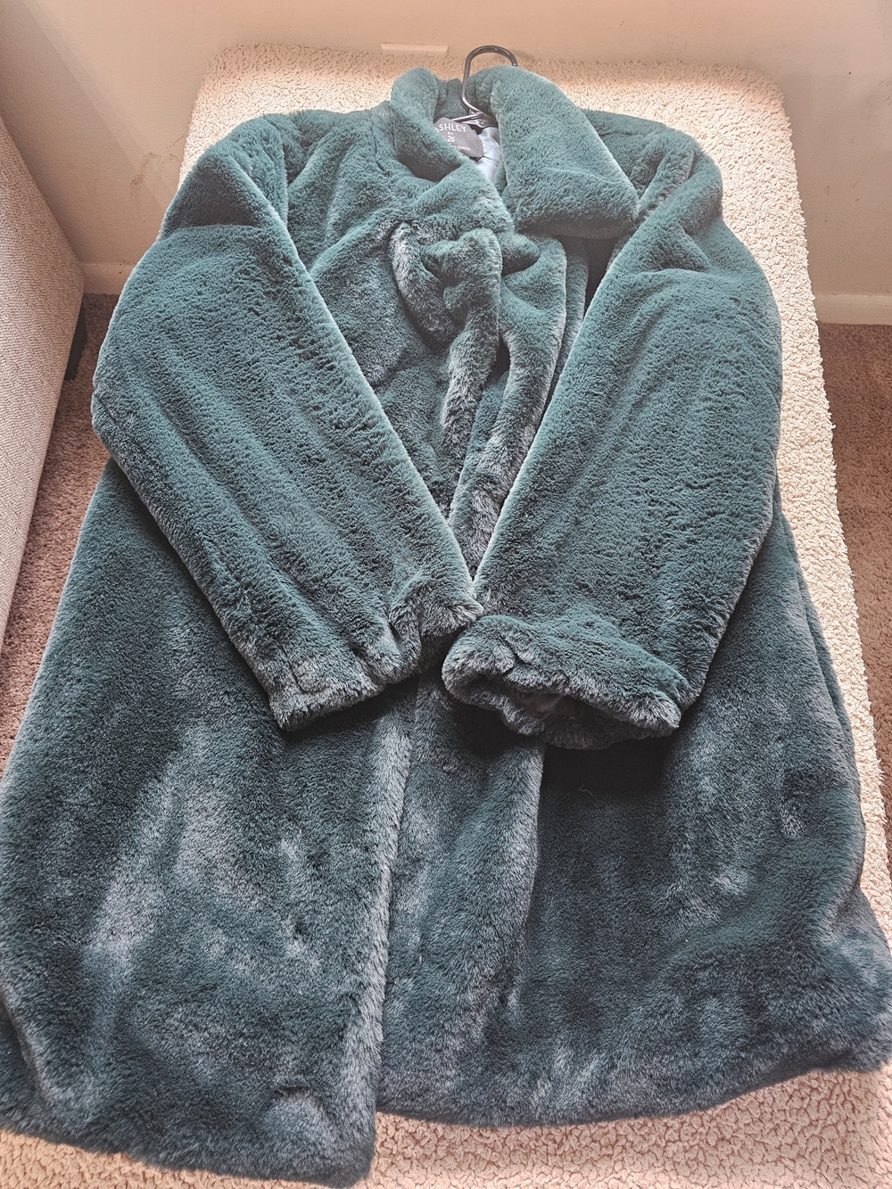 Ashley By 26 International Plush Teal Green Teddy Coat
